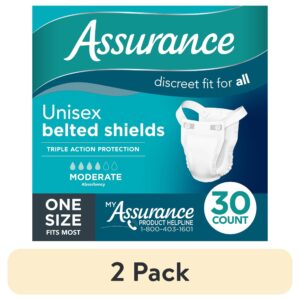 Assurance Unisex Incontinence Belted Shields, Moderate Absorbency, One Size Fits Most (30 Count) - Image 10