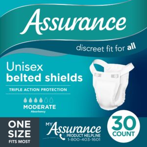 Assurance Unisex Incontinence Belted Shields, Moderate Absorbency, One Size Fits Most (30 Count) - Image 11