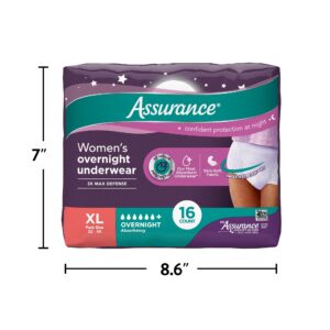 Assurance Women's Overnight Incontinence & Postpartum Underwear, XL , Ultimate Absorbency (16 Count) - Image 8