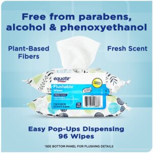 Equate Flushable Wet Wipes, Fresh Scent, 96 Wipes (2 Pack), Compare to Cottonelle® - Image 3