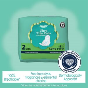 Equate Long Ultra Thin Pads with Wings, Unscented, Super, Size 2 (192 Count) - Image 8