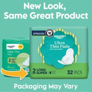 Equate Long Ultra Thin Pads with Wings, Unscented, Super, Size 2 (192 Count) - Image 10