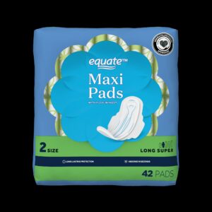 Equate Maxi Pads with Wings, Size 2, Long Super Protection (42 Count) - Image 8
