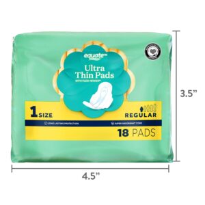 Equate Ultra Thin Pads with Wings, Size 1, Regular Protection (18 Count) - Image 7