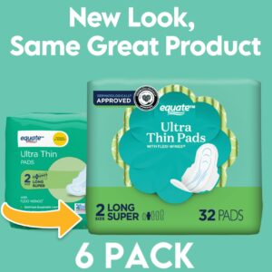 Equate Ultra Thin Pads with Wings, Size 2, Long Super Protection (32 Count)