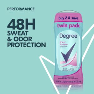 Degree Long Lasting Women's Antiperspirant Deodorant Stick Twin Pack, Sheer Powder, 2.6 oz - Image 4