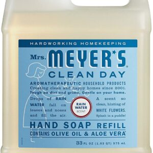 Mrs. Meyer's Clean Day Liquid Hand Soap Refill with Olive Oil and Aloe Vera, Rain Water Scent, 33 oz - Image 11