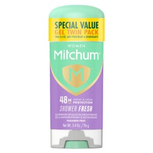 Mitchum Women’s Triple Odor Protection Antiperspirant & Deodorant Gel, Shower Fresh, 2 pack