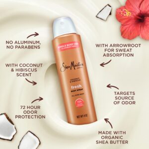 SheaMoisture Whole Body Deodorant Spray for Women Fresh Coconut & Hibiscus Aluminum Free, 4 oz - Image 4