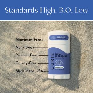 Curie Natural Deodorant Stick, Ocean Air, for Men and Women, Aluminum-Free, 2 oz - Image 3