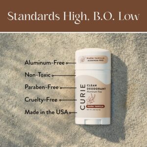 Curie Natural Deodorant Stick, Warm Vanilla, Aluminum-Free, for Men and Women, 2 oz - Image 3