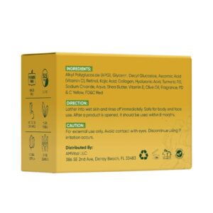 AMVital Kojic Acid Soap for Dark Spots, Turmeric Soap for Face & Body with Hyaluronic Acid, Vitamin C, Vitamin E, Shea Butter, Castile Olive Oil (2 Pack) - Image 3