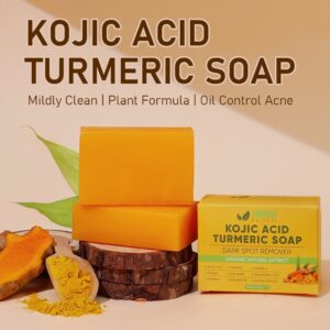 AMVital Kojic Acid Soap for Dark Spots, Turmeric Soap for Face & Body with Hyaluronic Acid, Vitamin C, Vitamin E, Shea Butter, Castile Olive Oil (2 Pack) - Image 7