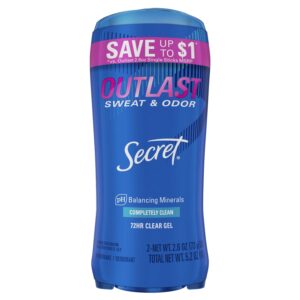 Secret Outlast Clear Gel Antiperspirant Deodorant, Completely Clean, 2.6 oz Each, Twin Pack - Image 9