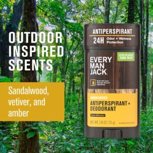 Every Man Jack Men's Antiperspirant Deodorant for Long Lasting Odor and Sweat Protection, Sandalwood, 2.6 oz - Image 3