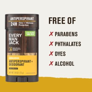 Every Man Jack Men's Antiperspirant Deodorant for Long Lasting Odor and Sweat Protection, Sandalwood, 2.6 oz - Image 4