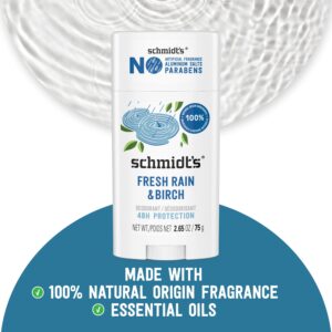 Schmidt's Women's and Men's Aluminum-Free Vegan Deodorant, Fresh Rain & Birch, 2.65 oz - Image 3