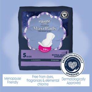 Equate Overnight Maxi Pads with Wings, Size 5, Extra Heavy Overnight Protection (36 Count) - Image 4