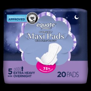 Equate Overnight Maxi Pads with Wings, Size 5, Extra Heavy Overnight Protection (36 Count) - Image 10