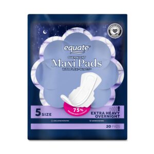 Equate Overnight Maxi Pads with Wings, Size 5, Extra Heavy Overnight Protection (36 Count) - Image 12