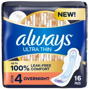 Always Ultra Thin Pads Size 4 Overnight Absorbency Unscented with Wings, 50 Ct - Image 11