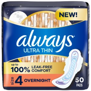 Always Ultra Thin Overnight Pads with Wings, Size 4, Overnight Absorbency, 36 Count - Image 13
