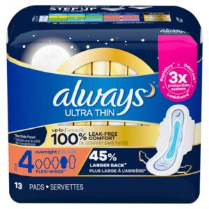 Always Ultra Thin Overnight Pads with Wings, Size 4, Overnight Absorbency, 36 Count - Image 19