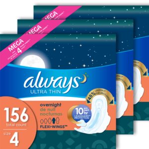 Always Ultra Thin Overnight Pads with Wings, Size 4, Overnight Absorbency, 36 Count - Image 27