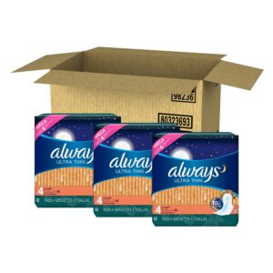 Always Ultra Thin Overnight Pads with Wings, Size 4, Overnight Absorbency, 36 Count - Image 33
