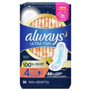 Always Ultra Thin Overnight Pads with Wings, Size 4, Overnight Absorbency, 36 Count - Image 36