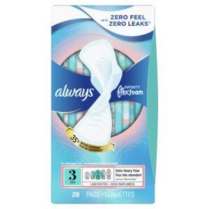 Always Infinity Feminine Pads with wings, Size 3, Extra Heavy Absorbency, unscented, 28 Ct - Image 8