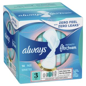 Always Infinity Feminine Pads with wings, Size 3, Extra Heavy Absorbency, unscented, 28 Ct - Image 28