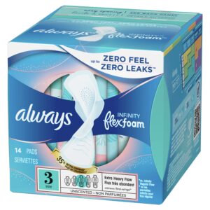 Always Infinity Feminine Pads with wings, Size 3, Extra Heavy Absorbency, unscented, 28 Ct - Image 29