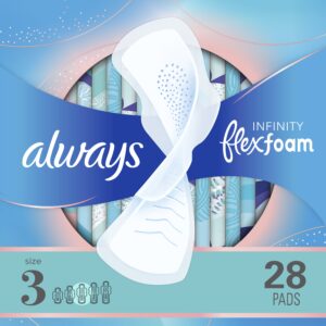 Always Infinity Feminine Pads with wings, Size 3, Extra Heavy Absorbency, unscented, 28 Ct - Image 30