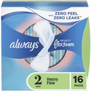 Always Infinity Feminine Pads for Women with Wings, Size 2 Heavy, Unscented, 46 Count - Image 9