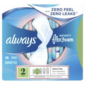 Always Infinity Feminine Pads for Women with Wings, Size 2 Heavy, Unscented, 46 Count - Image 16