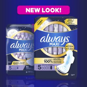 Always Maxi Pads with Wings, Size 5, Extra Heavy Overnight Absorbency, 27 CT - Image 7