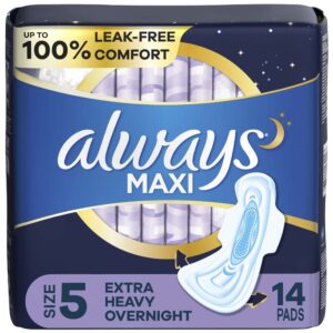 Always Maxi Pads with Wings, Size 5, Extra Heavy Overnight Absorbency, 27 CT - Image 11