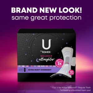 U by Kotex Balance Ultra Thin Overnight Pads with Wings, Extra Heavy Absorbency, 30 Count - Image 3