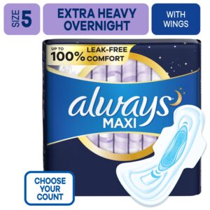 Always Maxi Pads Size 5, Extra Heavy Overnight with Wings, 14 Count - Image 13