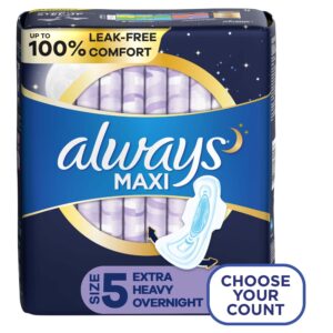 Always Maxi Pads Size 5, Extra Heavy Overnight with Wings, 14 Count - Image 21