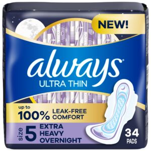 Always Ultra Thin Overnight Pads with Wings, Size 5, Extra Heavy Overnight Absorbency, 15 CT - Image 21
