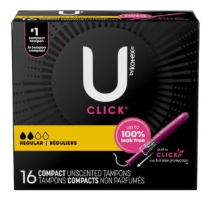 U by Kotex Click Compact Tampons, Regular, Unscented, 16 Count - Image 9