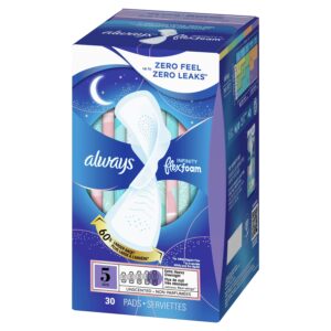 Always Infinity Feminine Pads with Wings, Size 5, Extra Heavy Overnight Absorbency, unscented, 30 Ct - Image 10