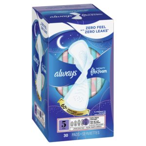 Always Infinity Feminine Pads with Wings, Size 5, Extra Heavy Overnight Absorbency, unscented, 30 Ct - Image 11