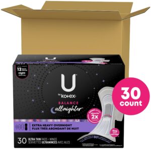 U by Kotex Balance Ultra Thin Overnight Pads with Wings, Extra Heavy Absorbency, 22 Ct - Image 13