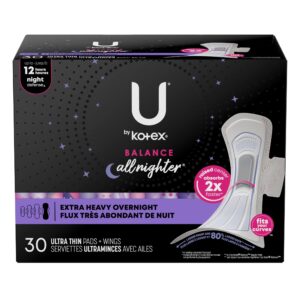 U by Kotex Balance Ultra Thin Overnight Pads with Wings, Extra Heavy Absorbency, 22 Ct - Image 14