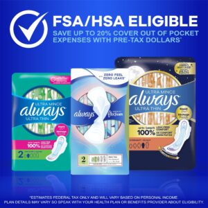 Always Ultra Thin Pads with Wings, Size 1, Regular Absorbency, 22 CT - Image 3