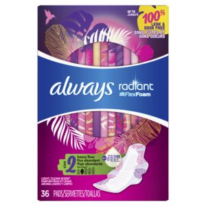 Always Radiant Feminine Pads with Wings, Size 2, Heavy Absorbency, Scented, 48 CT - Image 12