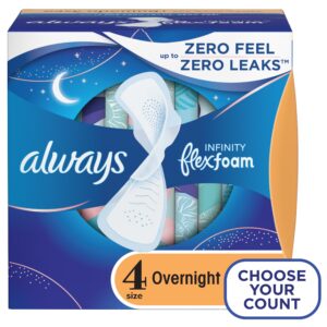Always Infinity Feminine Pads with Wings, Size 4, Overnight Absorbency, Unscented, 26 Count - Image 9